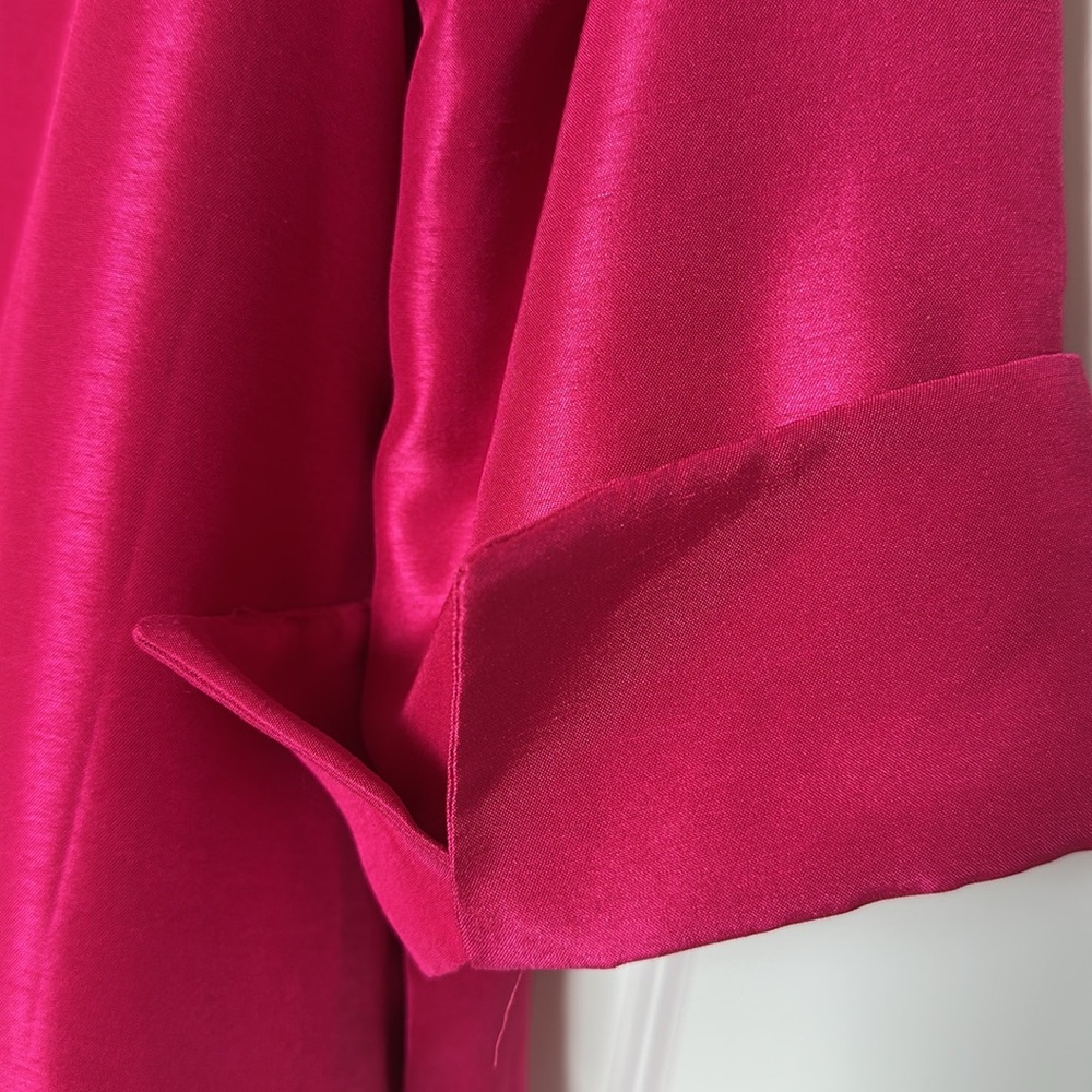 Chico's Women's Shantung Relaxed Open Front Jacket Sz 1 or 8 to 10 stunning pink - Picture 6 of 8